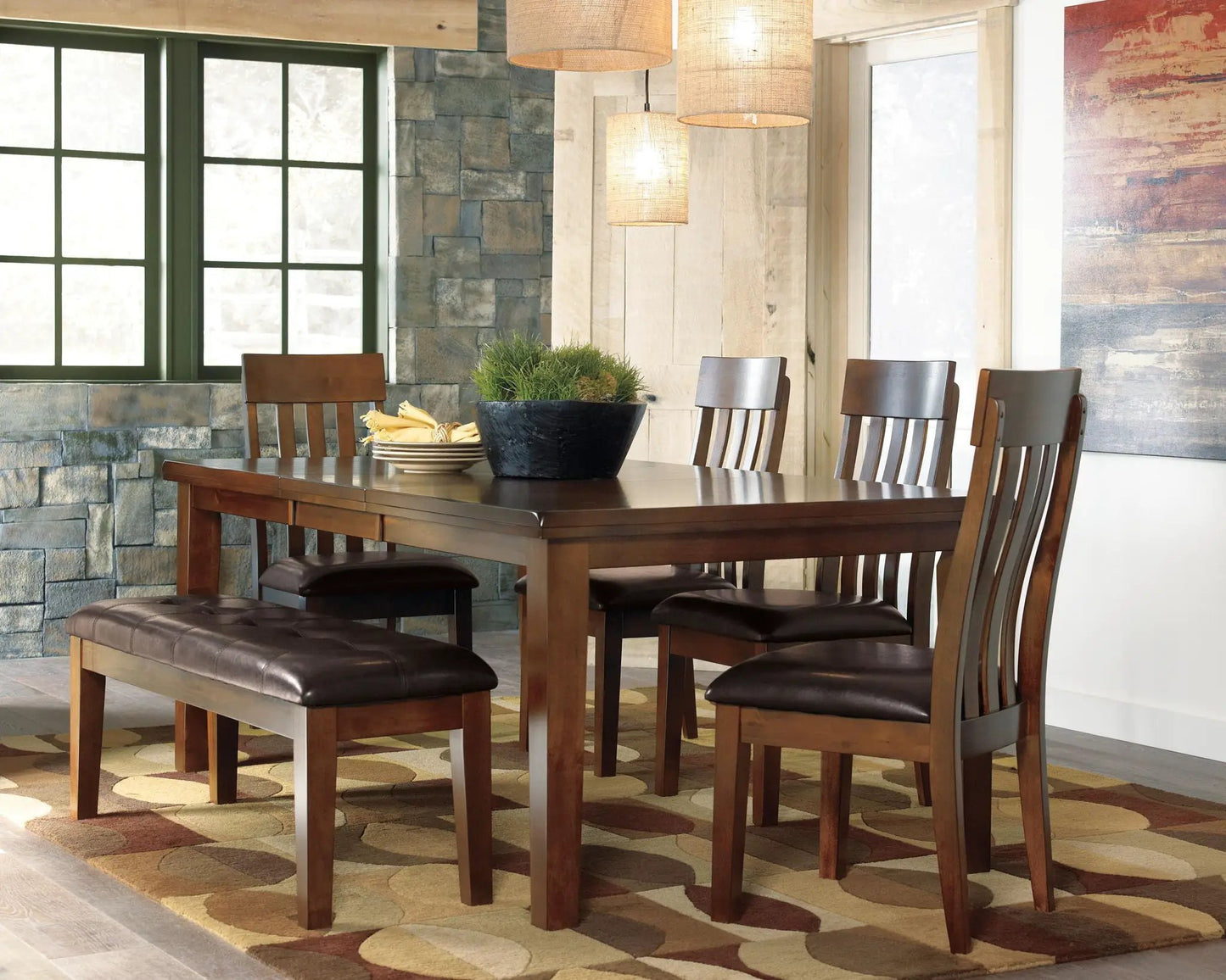 Ralene Upholstered Dining Bench in Medium Brown