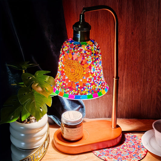 Turkish Mosaic Candle Lamp – Dimmable Glass Table Light for Bedroom & Holidays - Tampa Home & Garden Store