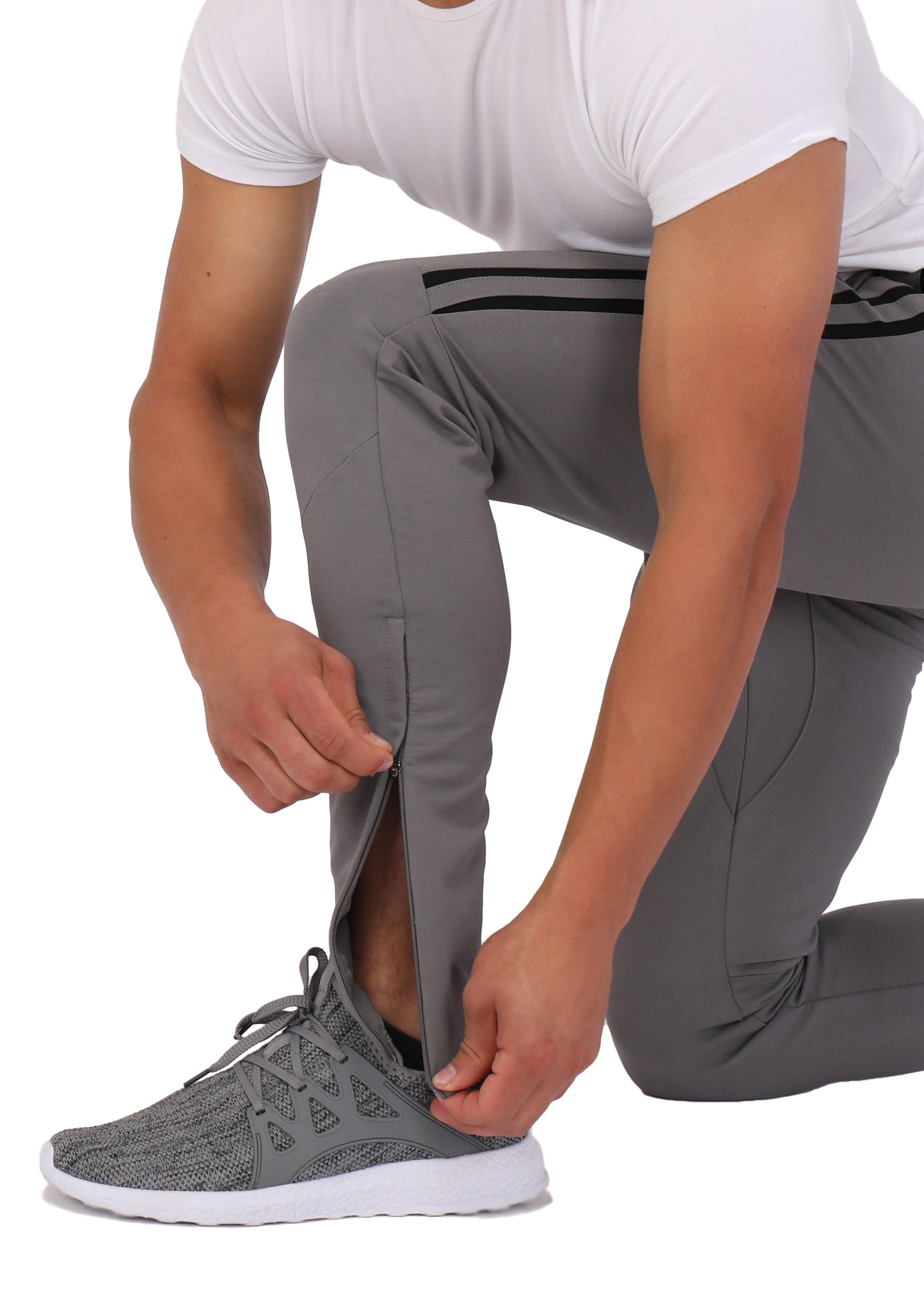 Men's SCR Sportswear Ultimate Flex Jogger Sweatpants in gray with zip ankle cuffs on Tampa Home & Garden Store