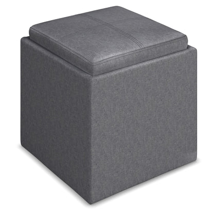 Rockwood Upholstered Cube Ottoman with Tray