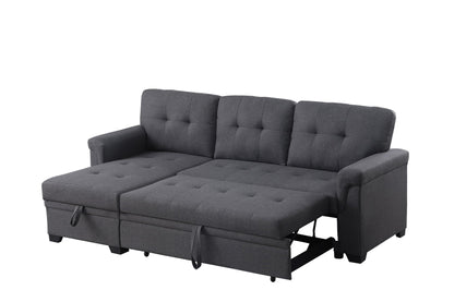 Lucca reversible sleeper sectional with storage chaise in charcoal gray fabric by HouseOfZazla on Tampa Home & Garden Store