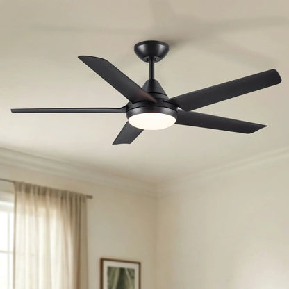 Ceiling fan with lights in black finish, 5 blades, LED dimmable light, remote on Tampa Home & Garden Store