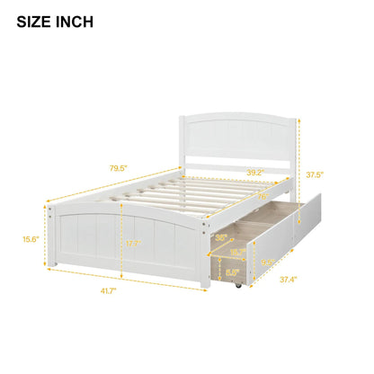 Platform Bed and Headboard With Footboard Slats