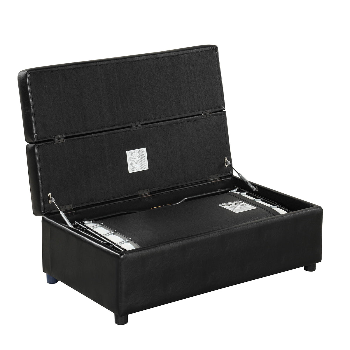 Twin size folding ottoman sleeper bed with mattress in black faux leather by HouseOfZazla on Tampa Home & Garden Store