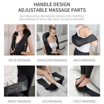 Black kneading massage shawl massager worn around neck and back; six zones shown on Tampa Home & Garden Store