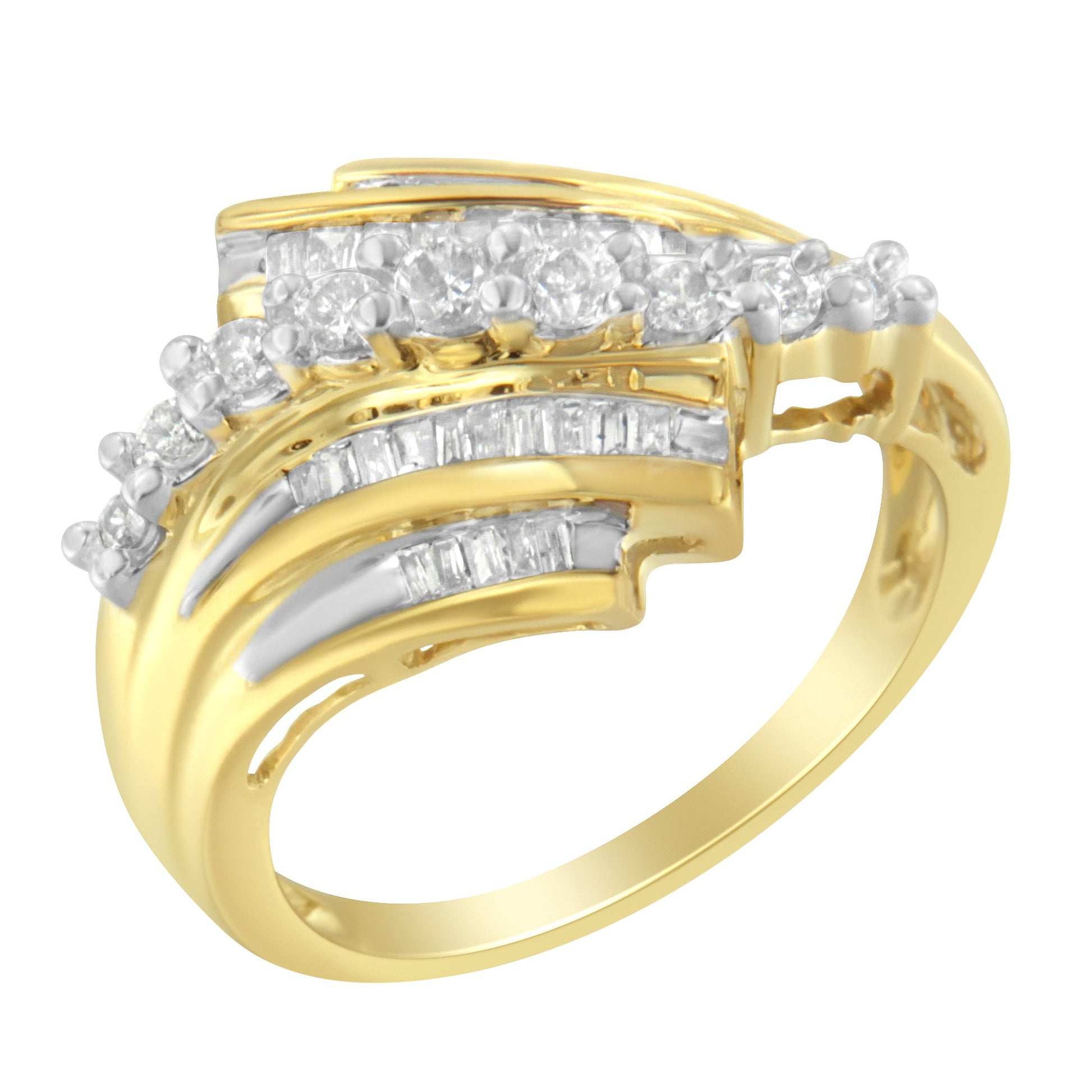 10K yellow gold ring with baguette and round diamonds, size 7 on Tampa Home & Garden Store
