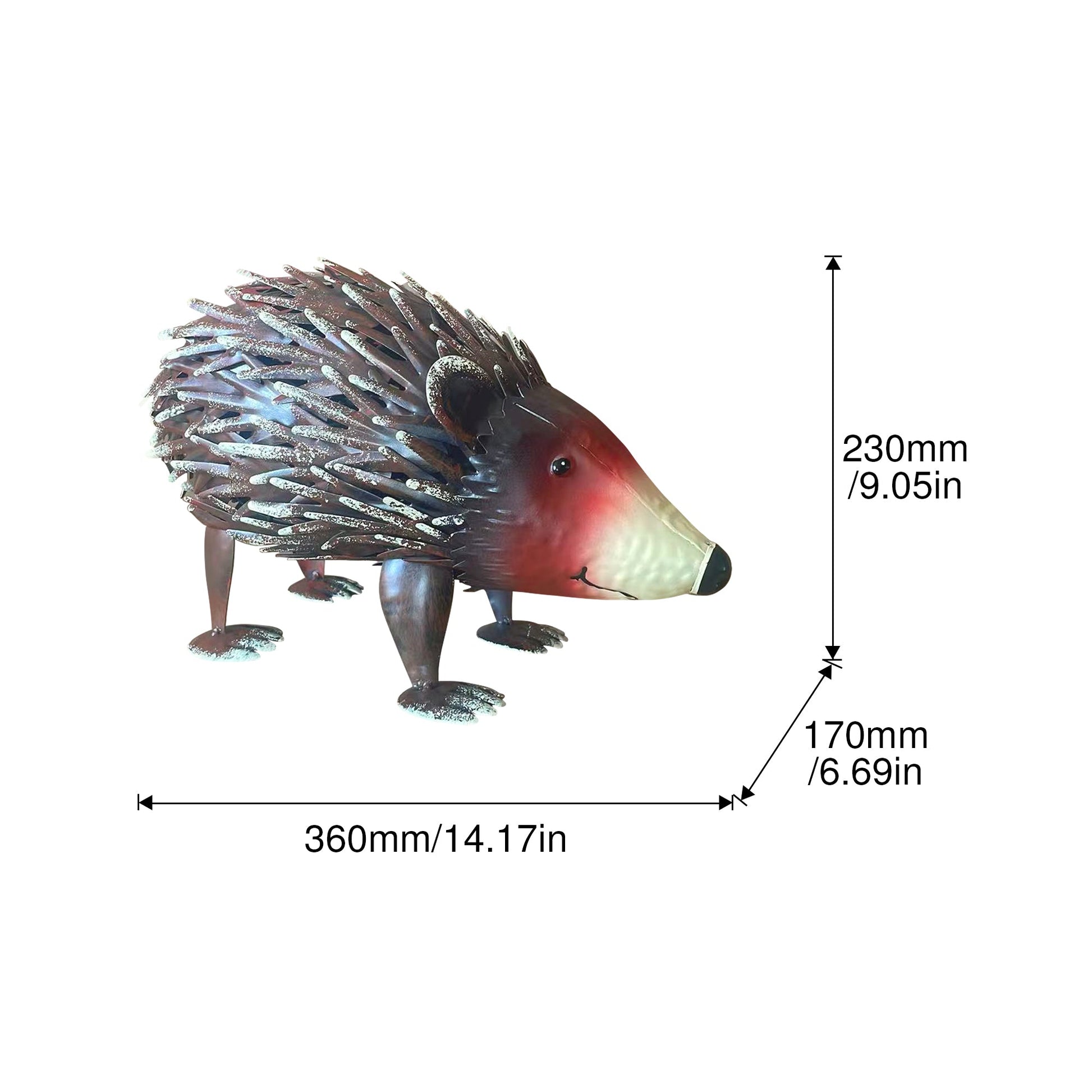 Handmade wrought iron hedgehog garden statue with brown body and metal spines HouseOfZazla on Tampa Home & Garden Store