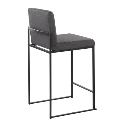 Fuji high back counter stool gray fabric upholstery with black metal frame on Tampa Home & Garden Store