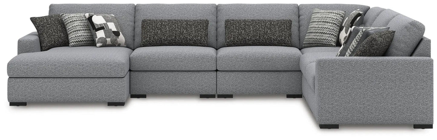 Bealton stationary sectional sofa in gray fabric with cushions by Unique Piece Furniture on Tampa Home & Garden Store