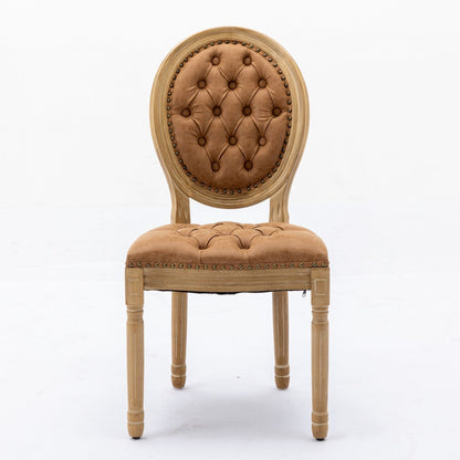 French Style Solid Wood Dining Chair with Nailhead Trim tan tufted round-back seat, wood frame on Tampa Home & Garden Store