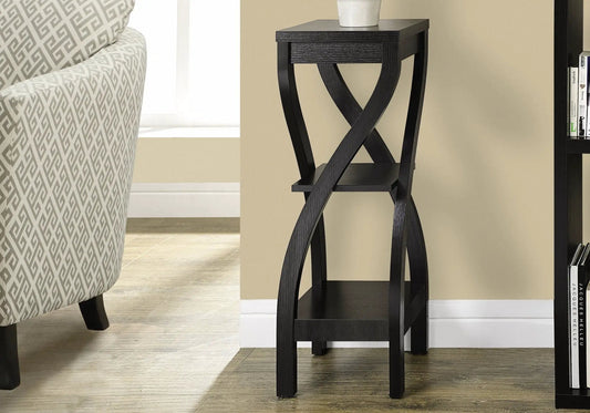 Accent Table square top with crisscross black wood legs, contemporary design on Tampa Home & Garden Store