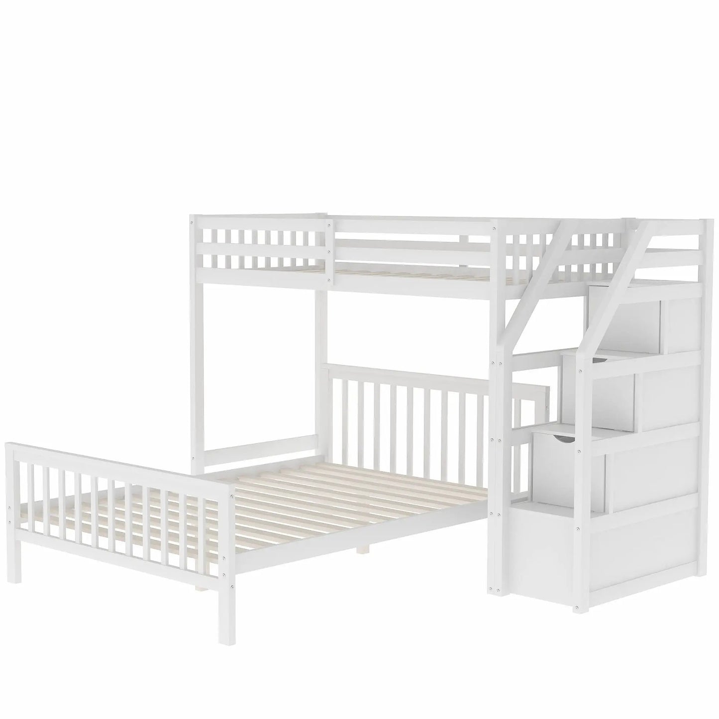 Loft Bed with Staircase and Storage Grids