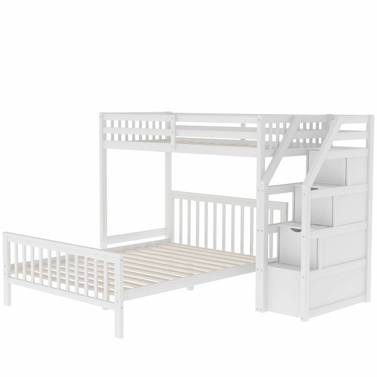 Loft bed with staircase and storage in white finish with built-in stairs and drawers on Tampa Home & Garden Store