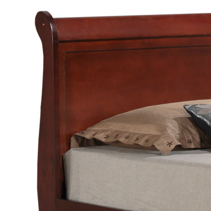 Elegant Trundle Bed by HouseOfZazla with curved headboard in dark cherry finish on Tampa Home & Garden Store