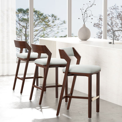 Bar Height Barstool with Backrest by HouseOfZazla pearl-silver upholstery set of 4 on Tampa Home & Garden Store