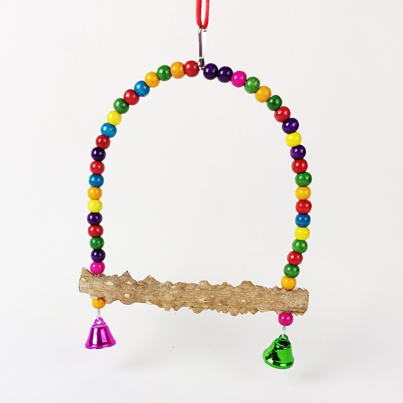 Parrot solid wood swing grinding claw toy with colorful bead arc and perch Sell My Stuff on Tampa Home & Garden Store