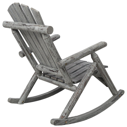 Durable wooden porch rocker fir log rocking chair with weathered gray finish on Tampa Home & Garden Store