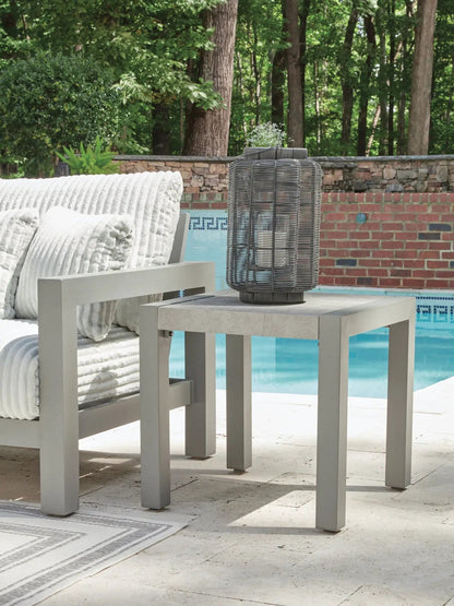 Hurley Park Table Outdoor Aluminum Frame Stone