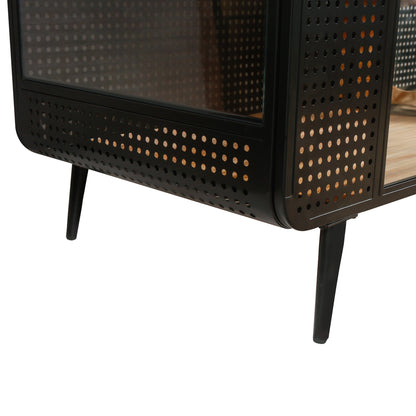 Modern Spacious Cat House Black + Brown HouseOfZazla, black perforated metal with glass panel on Tampa Home & Garden Store