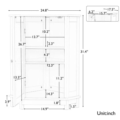 Bathroom triangle corner cabinet with adjustable shelf; linen cabinet by Unique Piece Furniture on Tampa Home & Garden Store