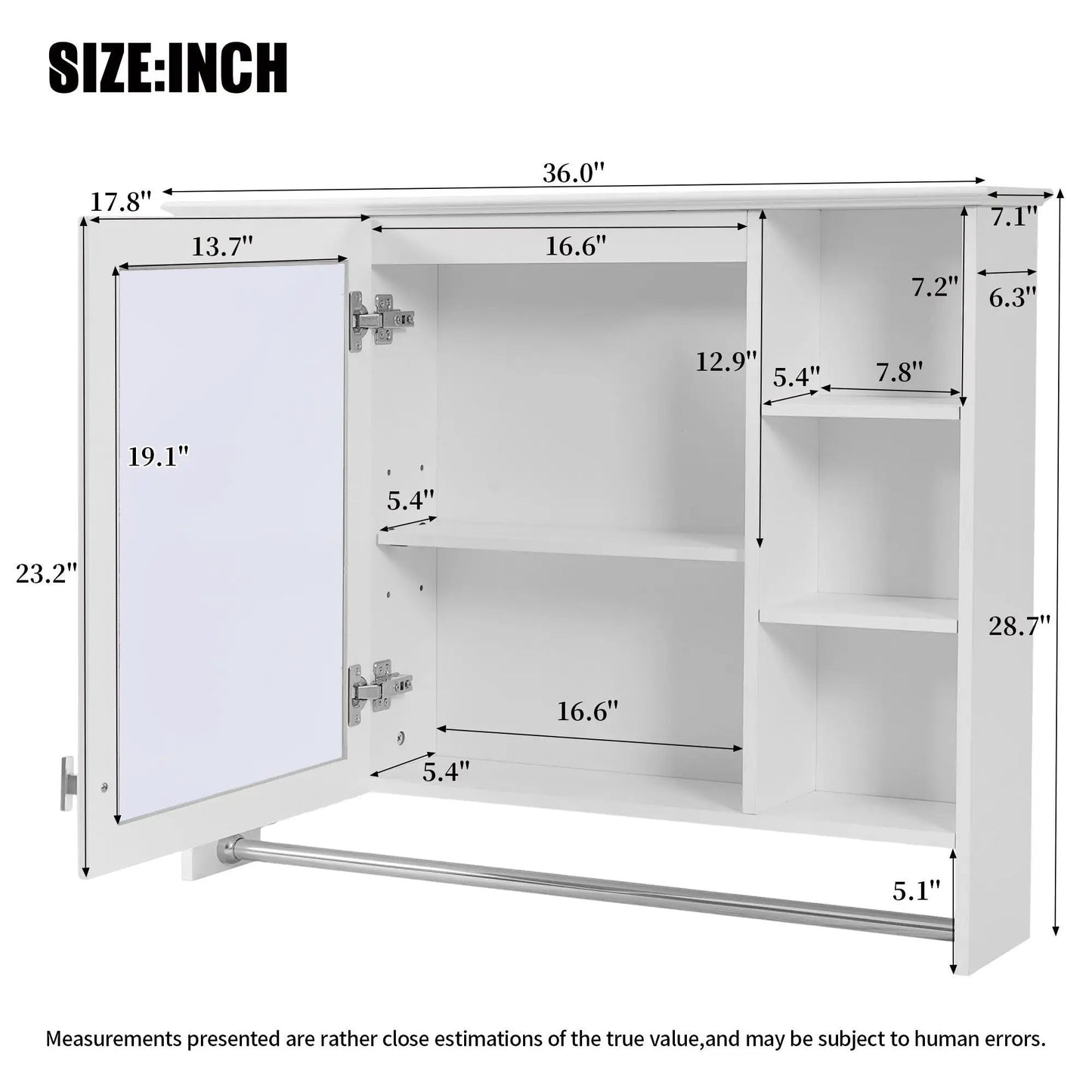 Wall Mounted Mirror Cabinet With Adjustable Shelf