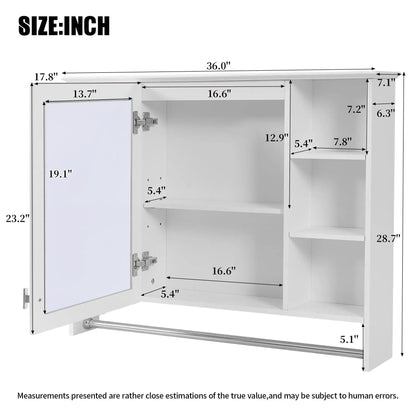 Wall Mounted Mirror Cabinet With Adjustable Shelf