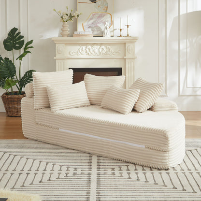 Semi Circular Corduroy Sofa Bed With Pillow