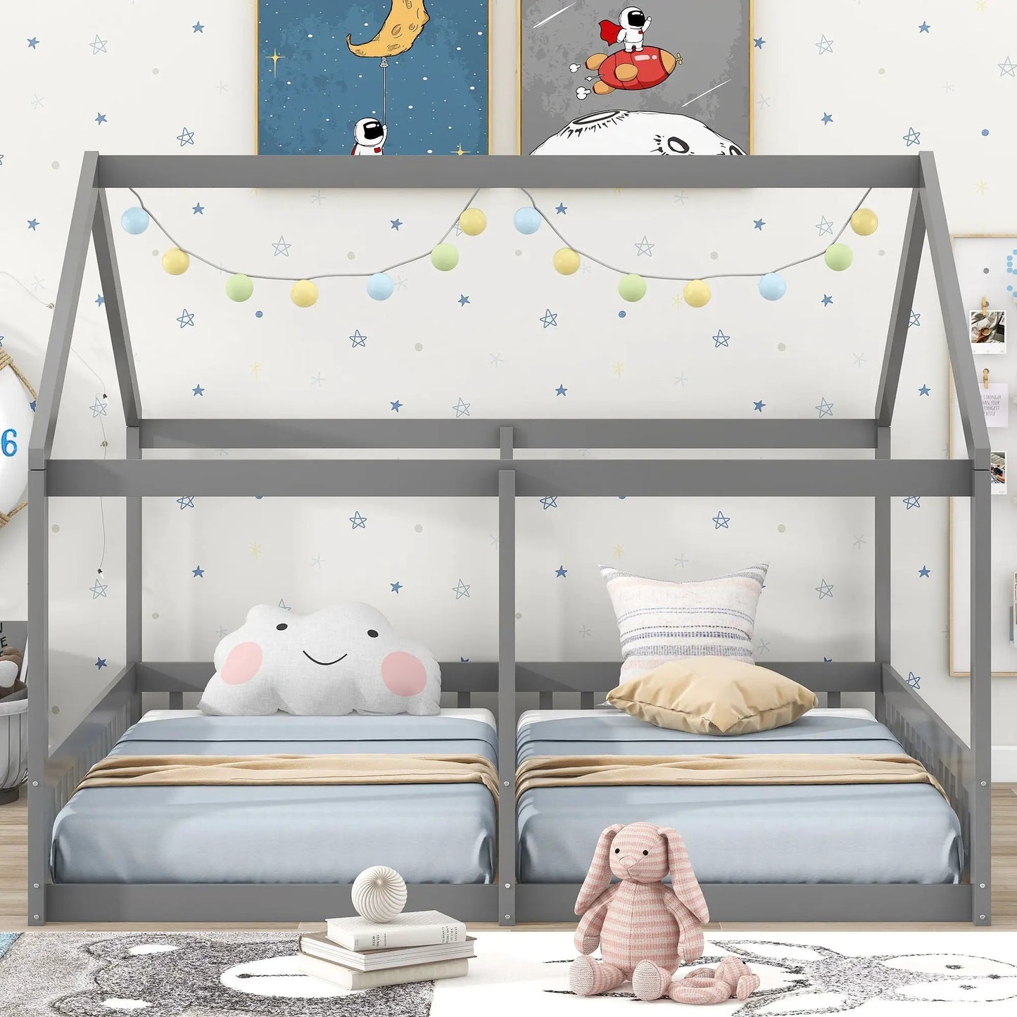 House Platform Beds For Two With Guardrails