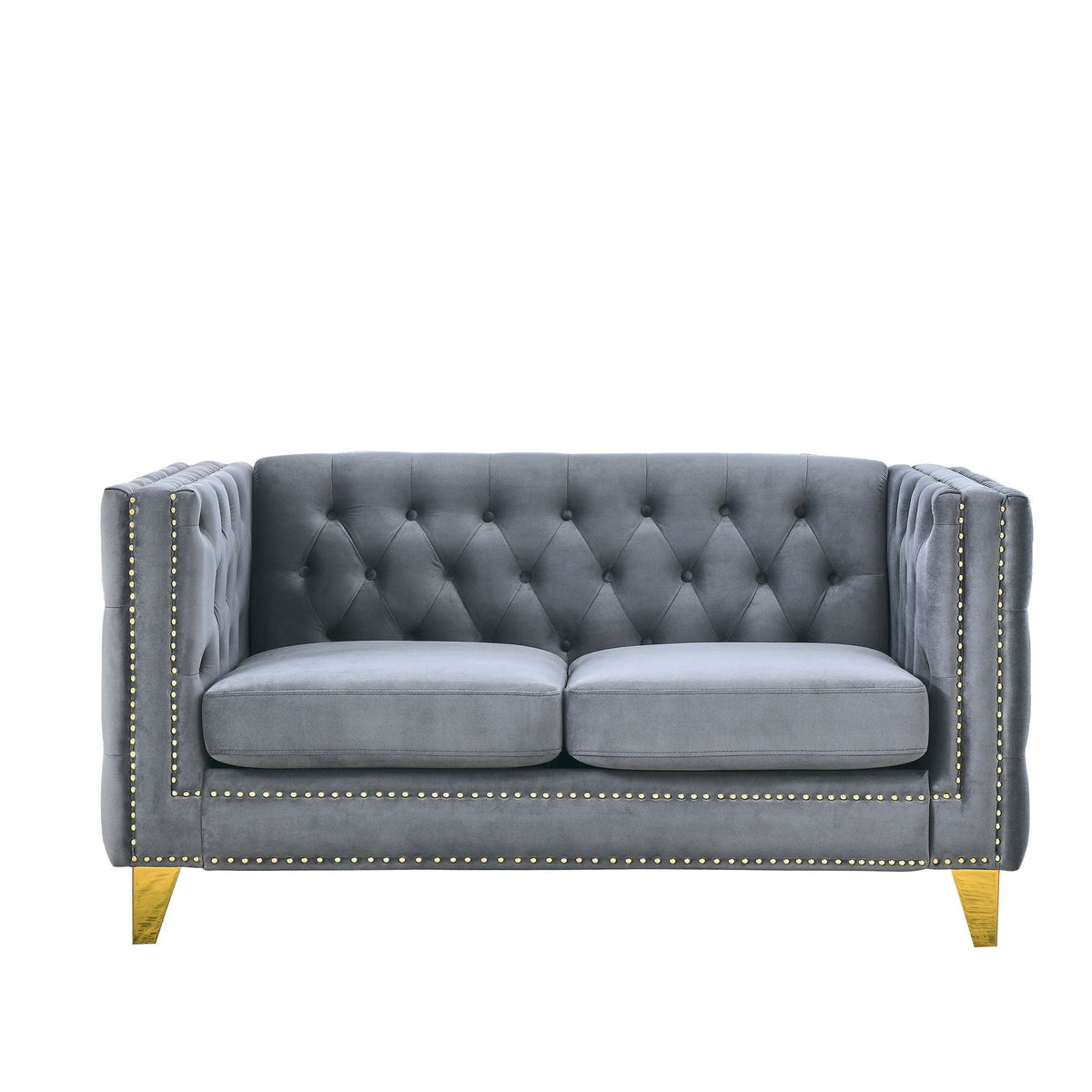 Modern Button Tufted Sofa With Nailhead Trim