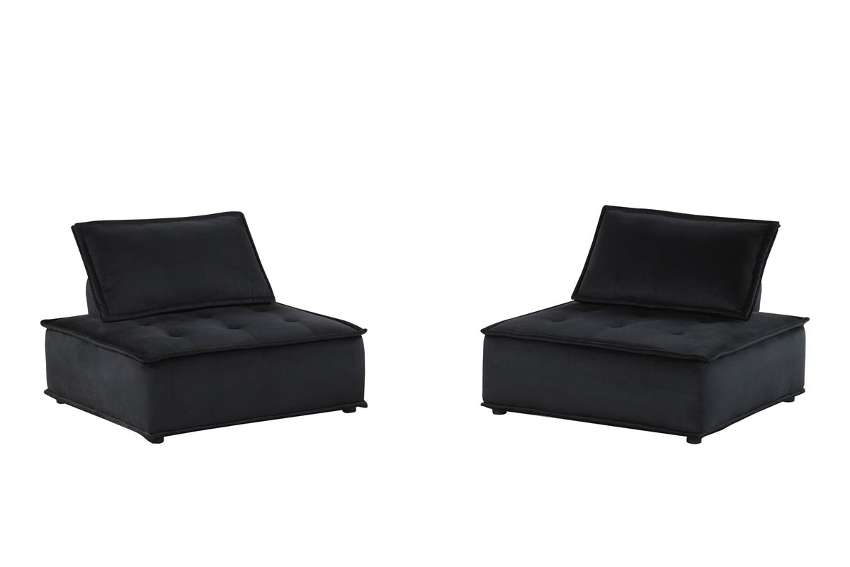 Pair of Anna armless lounge chairs with tufted upholstery in black by HouseOfZazla on Tampa Home & Garden Store