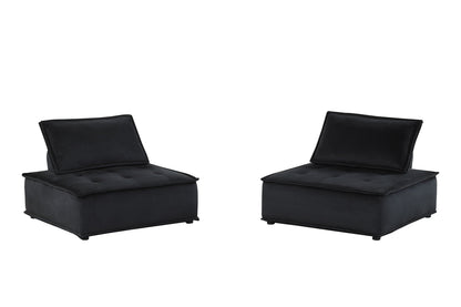 Pair of Anna armless lounge chairs with tufted upholstery in black by HouseOfZazla on Tampa Home & Garden Store