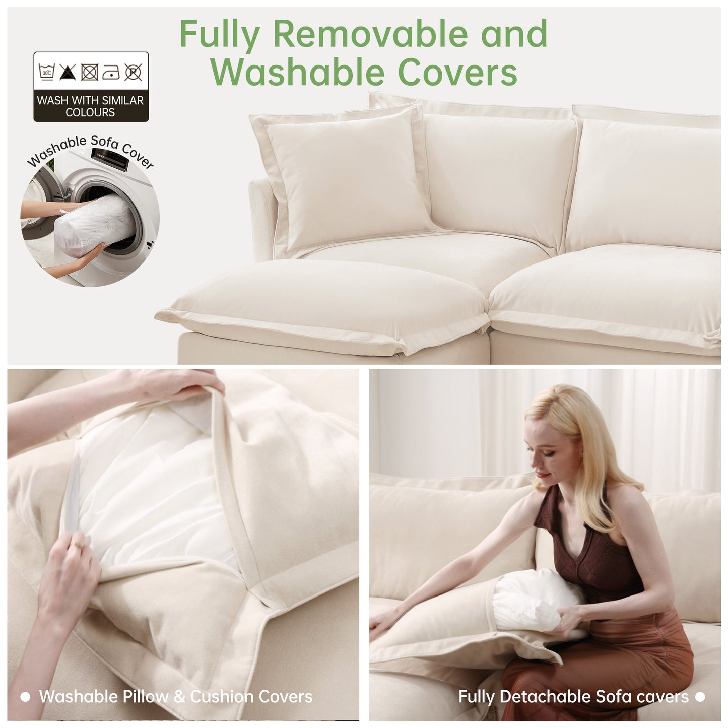 Modern Slipcovered Sofa with Corduroy Fabric