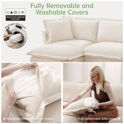Slipcovered L-shaped 4-seat sofa by HouseOfZazla with beige removable washable covers on Tampa Home & Garden Store