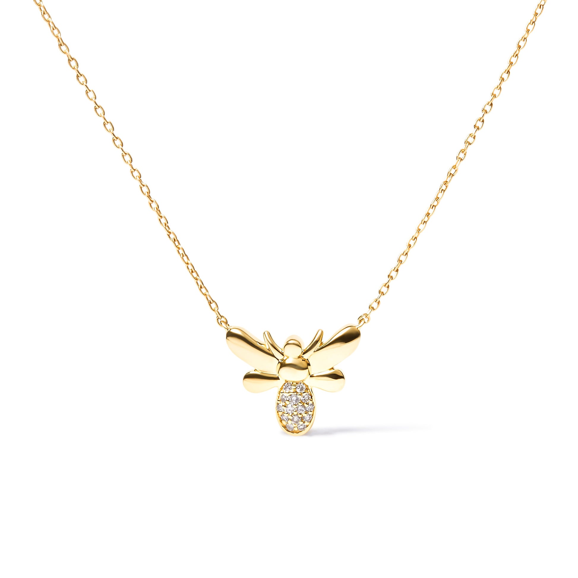 10K yellow gold diamond-accented bumble bee pendant necklace with 18-inch chain by Bids.com on Tampa Home & Garden Store