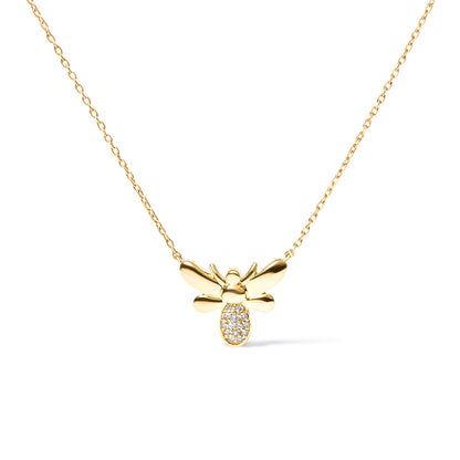 10K yellow gold diamond-accented bumble bee pendant necklace with 18-inch chain by Bids.com on Tampa Home & Garden Store