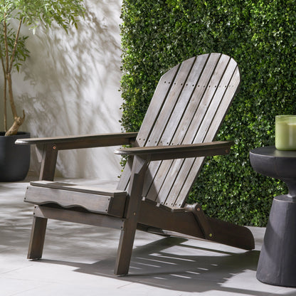 Malibu Adirondack Chair by HouseOfZazla, weathered wood outdoor furniture with slatted back on Tampa Home & Garden Store