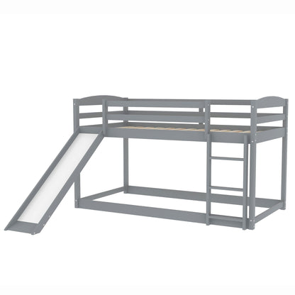Durable bunk bed with convertible slide and ladder, gray metal frame by HouseOfZazla on Tampa Home & Garden Store