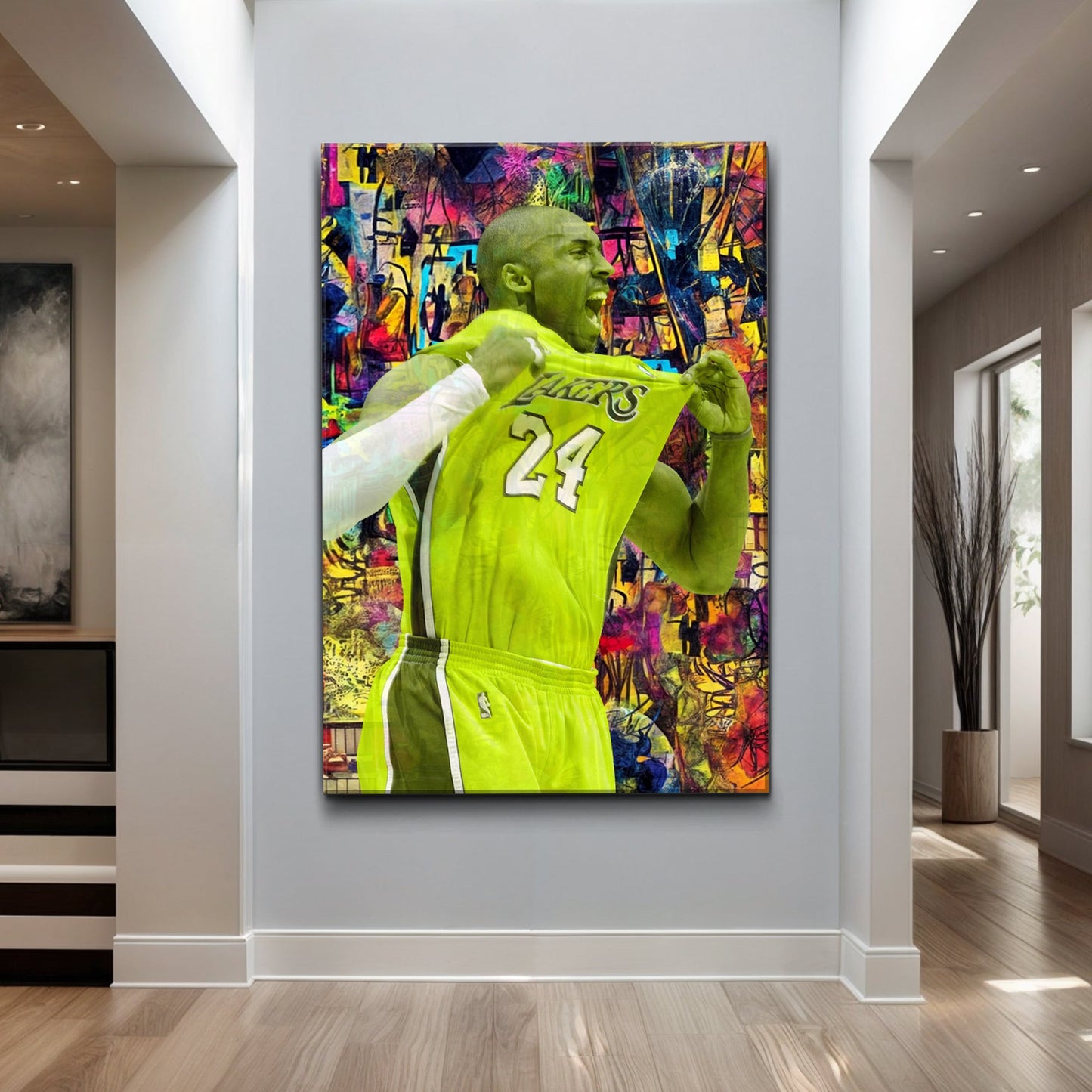 Legacy Roar sport canvas by Tailored Canvases; neon athlete against abstract backdrop on Tampa Home & Garden Store