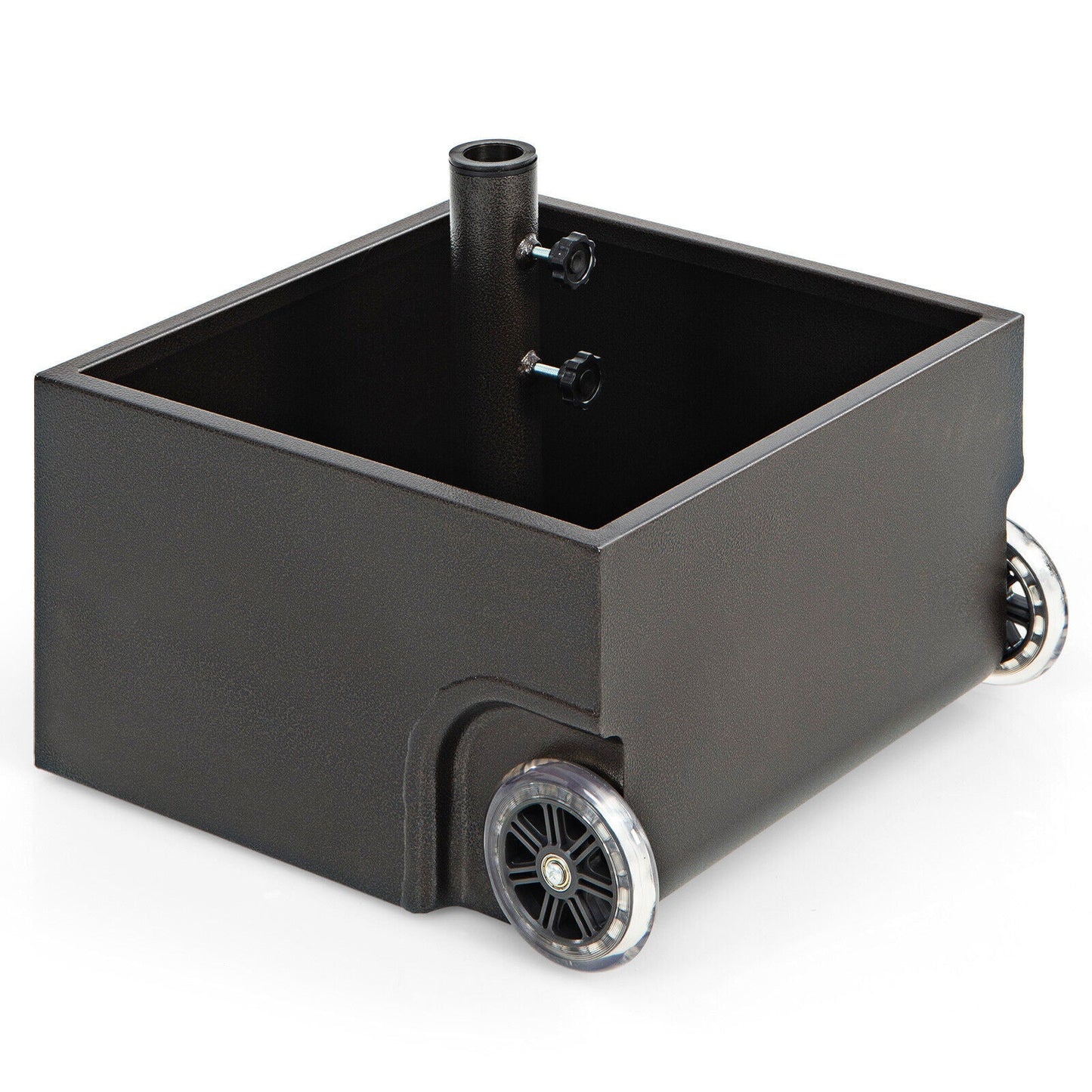 Soporte de base para sombrilla de patio de 150 libras con ruedas, macetero para exteriores - Negro