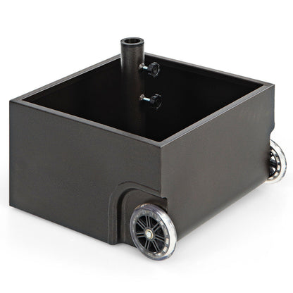 Soporte de base para sombrilla de patio de 150 libras con ruedas, macetero para exteriores - Negro