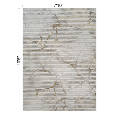 Gray geometric area rug with soft pile by HouseOfZazla; gray with beige crackle lines on Tampa Home & Garden Store