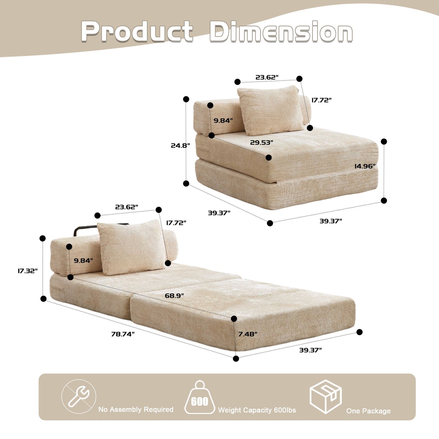 Convertible Floor Sofa Bed and Living Room