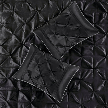 7 Piece Tufted Black Queen Comforter Set by HouseOfZazla with 2 pillow shams quilted bedding on Tampa Home & Garden Store