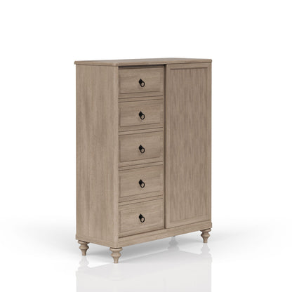 Queen Canopy Bedroom Set in sand finish with a cane-panel door chest and ring-pull drawers on Tampa Home & Garden Store