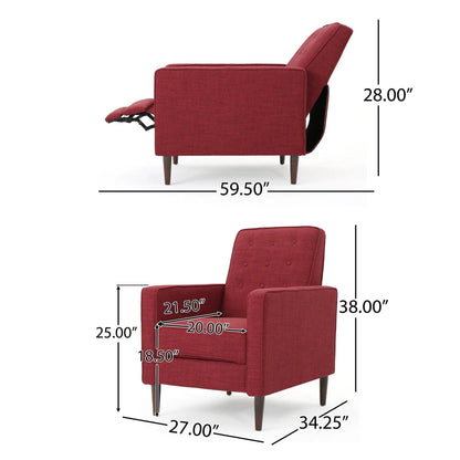 Mid-Century Modern Red Recliner with button-tufted fabric by Unique Piece Furniture on Tampa Home & Garden Store