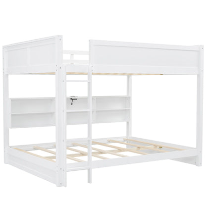 Bunk Bed With Storage Cabinets And USB Ports white wood bunk bed by HouseOfZazla shelves on Tampa Home & Garden Store