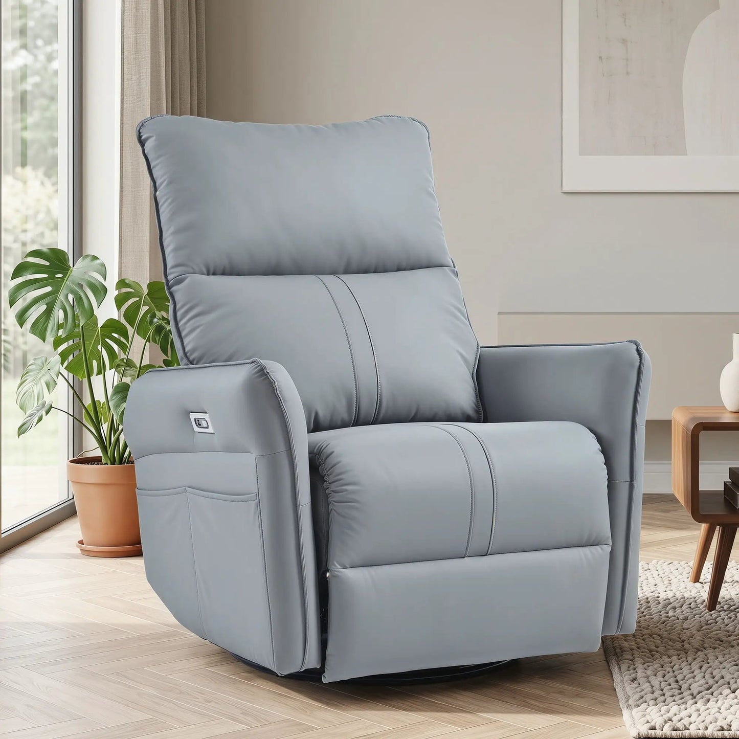 270 Degree Power Swivel Rocker Recliner With USB