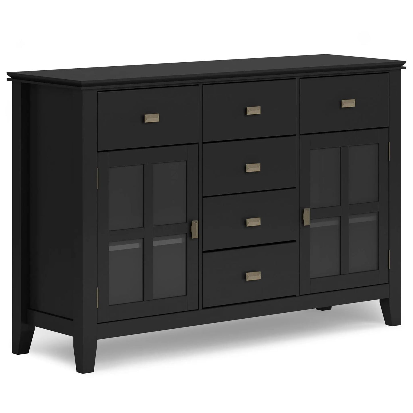 Artisan Handcrafted Sideboard Buffet in matte black with brass square pulls on Tampa Home & Garden Store