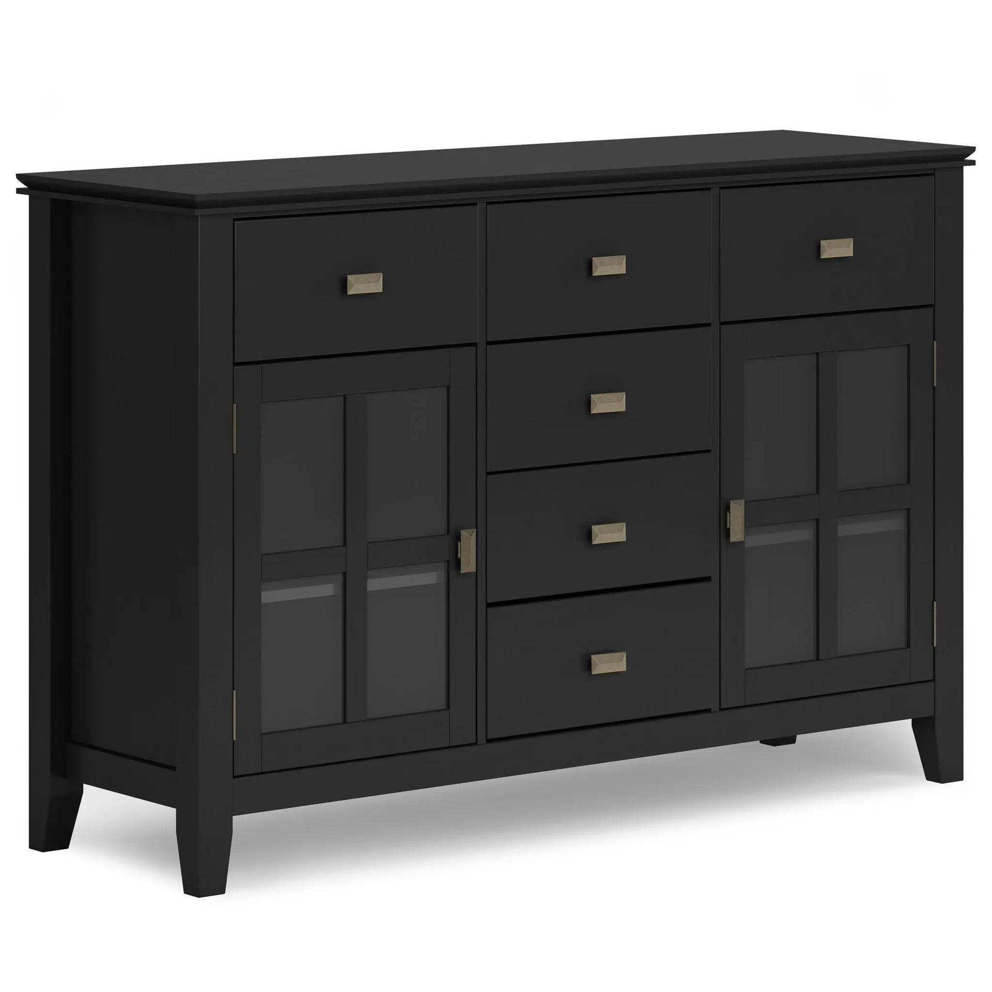 Artisan Handcrafted Sideboard Buffet in matte black with brass square pulls on Tampa Home & Garden Store