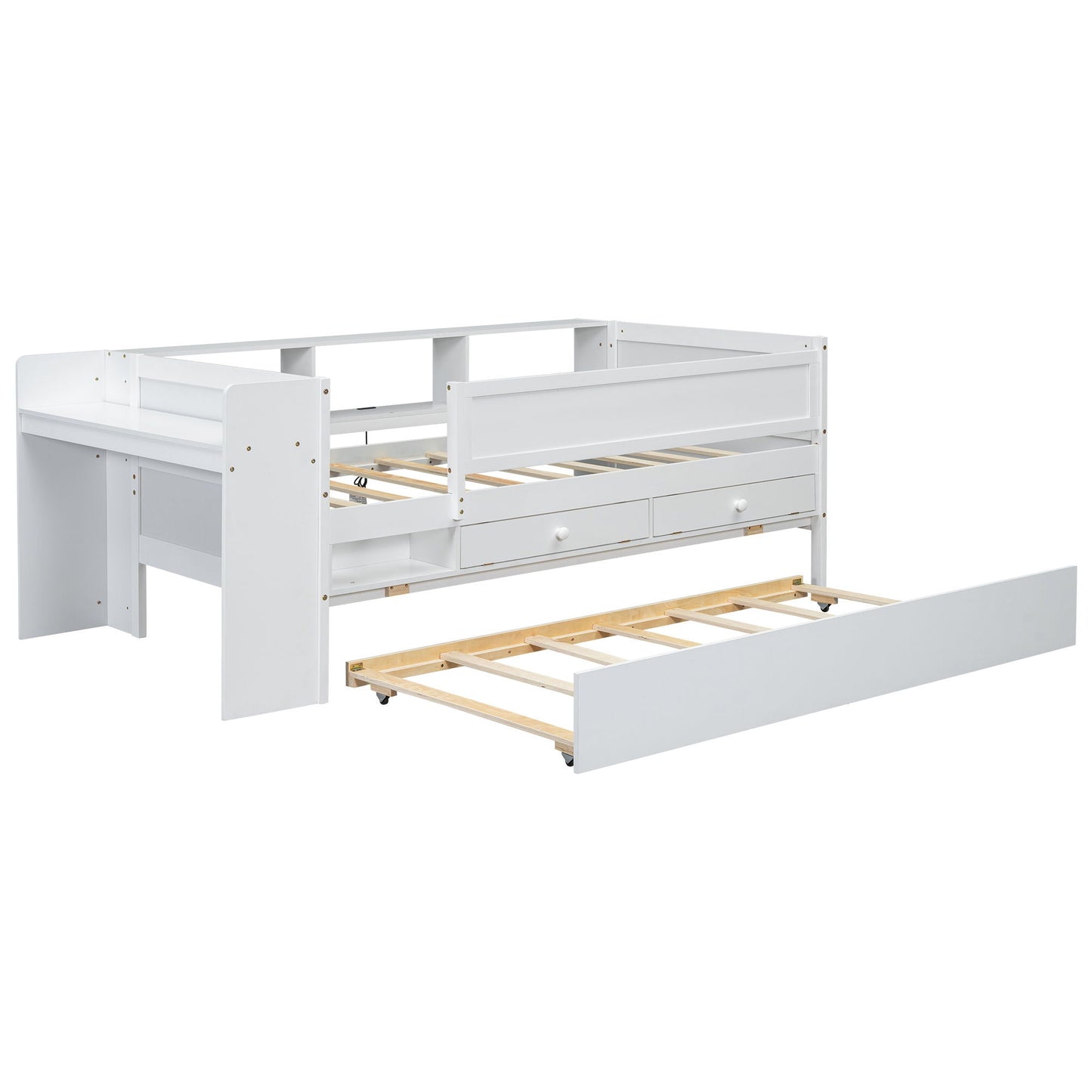 White twin daybed with drawers and study desk by HouseOfZazla on Tampa Home & Garden Store